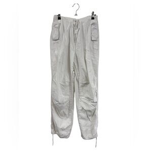 Topshop Oversized Parachute Toggle Cargo WHITE Pants